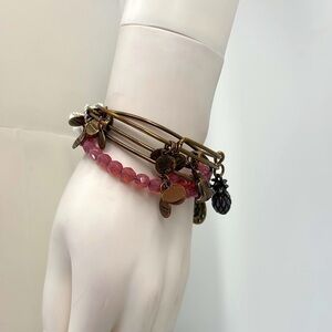 Alex and Ani Pink and Gold Charm Bracelet Set